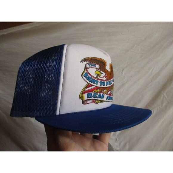 Vintage Men's Mesh Trucker Cap 2nd Amendment Right Bear Arms 1980's YA NWOT NEW - Picture 2 of 6